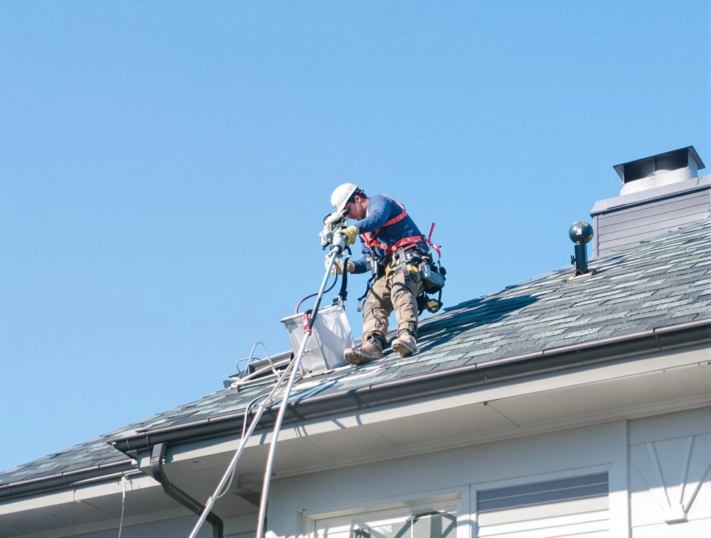 South Fulton Dryer Vent Cleaning certified technician cleaning a roof-mounted dryer vent system in South Fulton