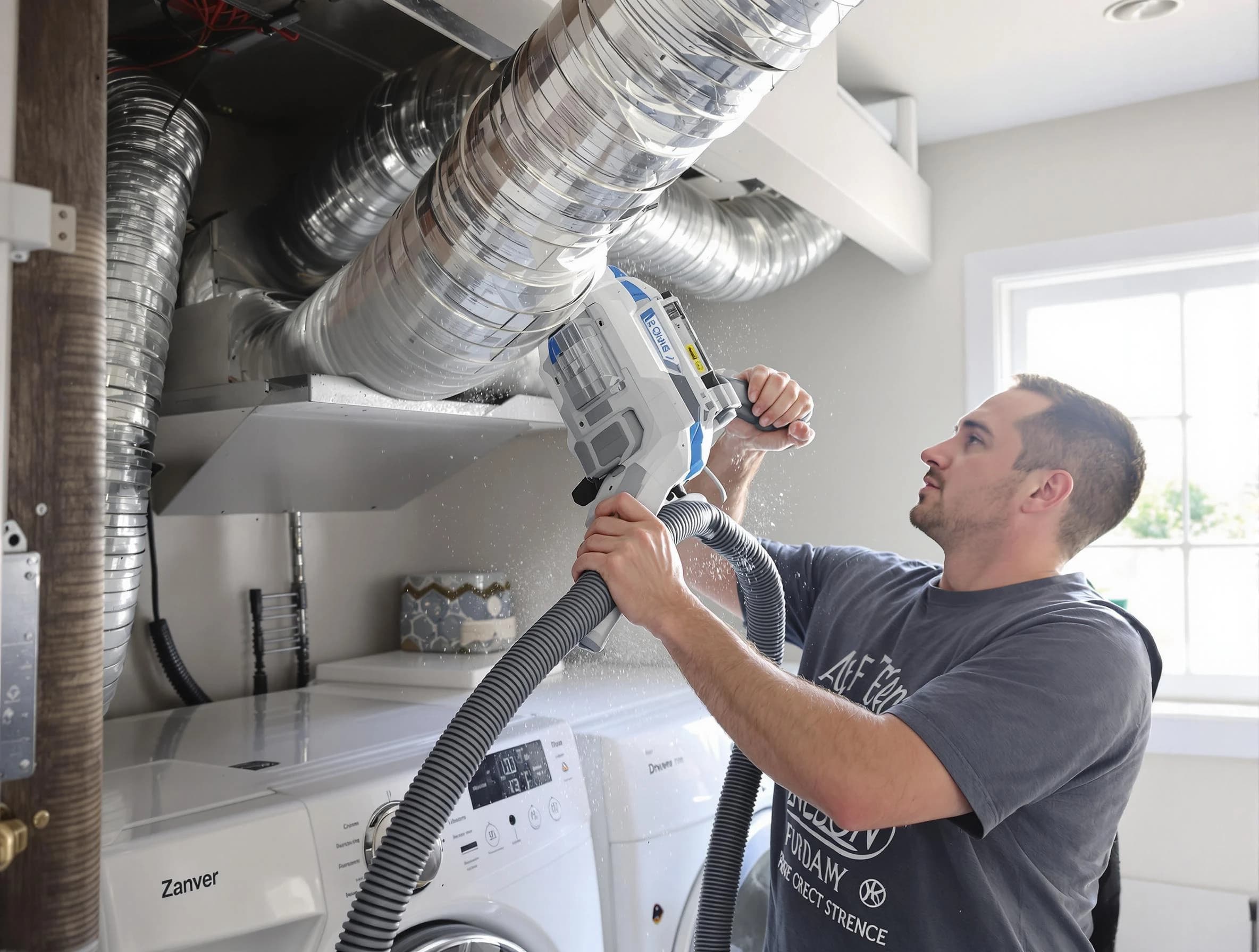 South Fulton Dryer Vent Cleaning specialist cleaning deep within a dryer vent duct system in South Fulton